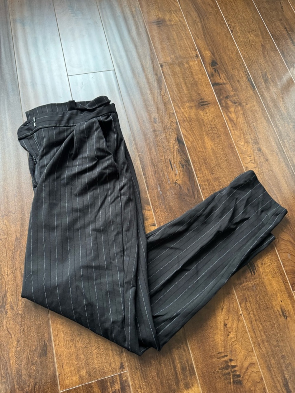 Dynamite Black Pinstripe High Rise Pleated Trousers Dress Pants